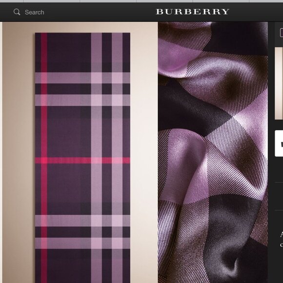 Display #2 Burberry Check Print Purple Silk Scarf - Picture 6 of 16
